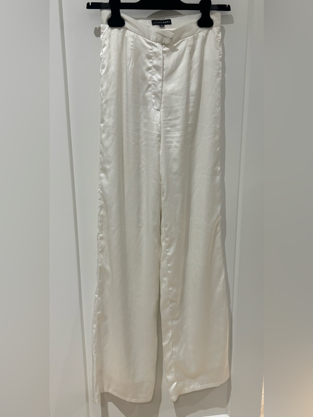 JLUXLABEL White Satin-Effect Dress Pants